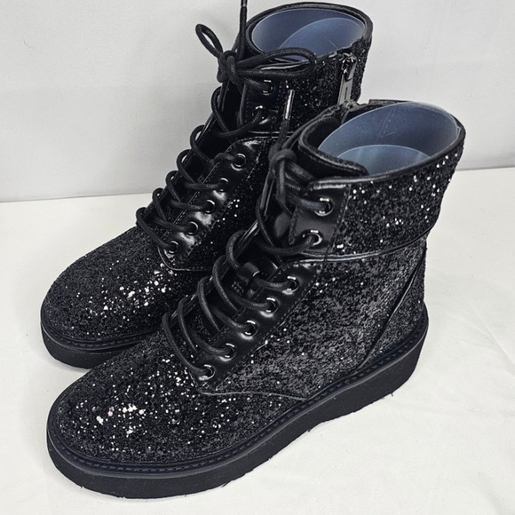 Michael Kors Women's Aniya Lug Combat Booties Chunky Glitter Size 5 NWB - Picture 7 of 9